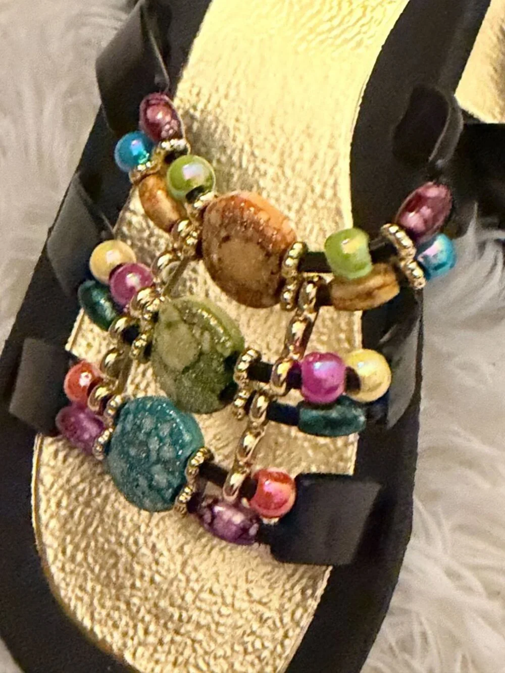 Grandco Mystical Slide Womens Jeweled Beaded Sandal Size 8 - Picture 3 of 7
